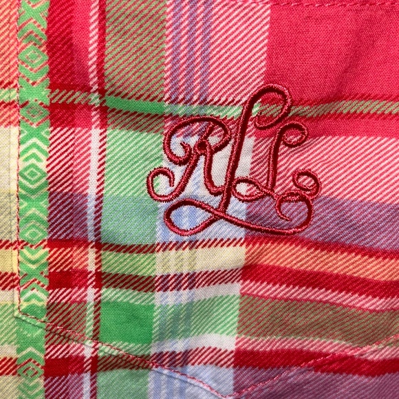 Bright plaid Lauren Ralph Lauren Button down top - Picture 4 of 5